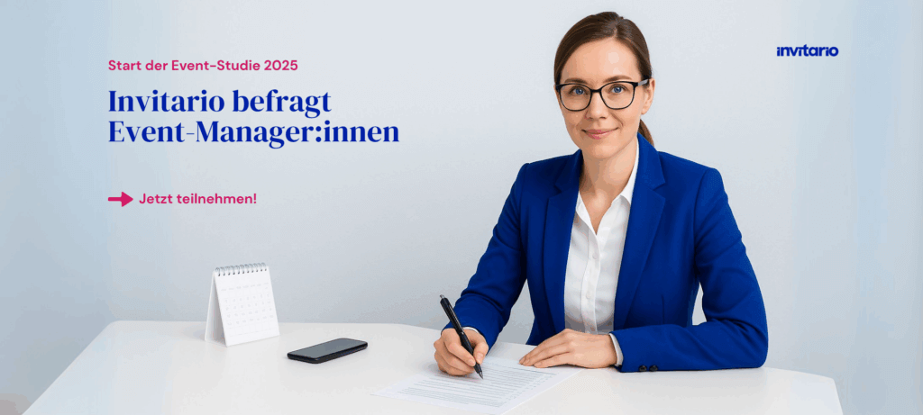 Evenstudie startet: Symbolbild einer Event-Manager:in, die einen Fragebogen ausfüllt