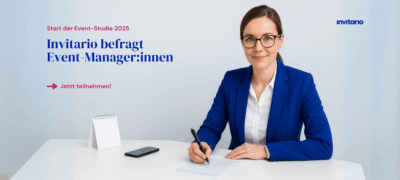 Evenstudie startet: Symbolbild einer Event-Manager:in, die einen Fragebogen ausfüllt